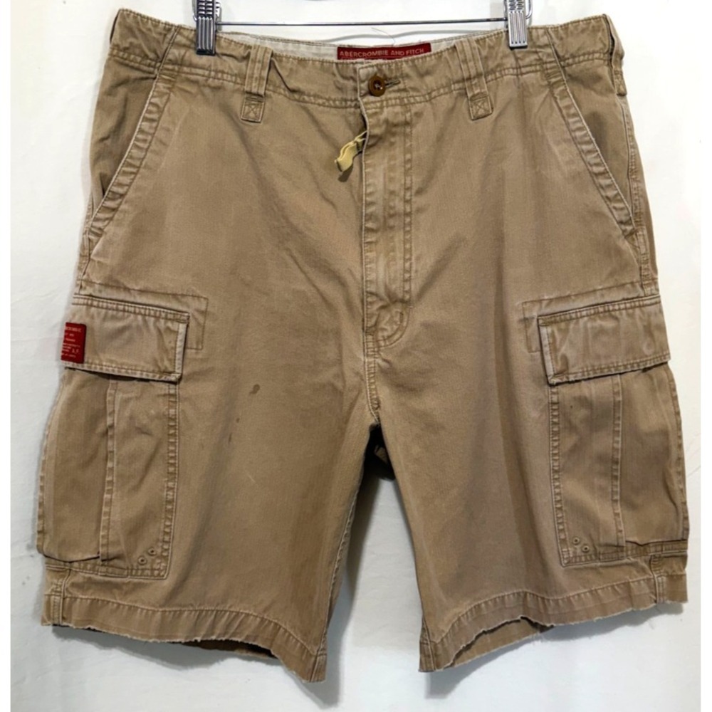 Vintage Y2K Abercrombie & Fitch Men's Size 36 Heavy Weight‎ Tan Cargo Shorts